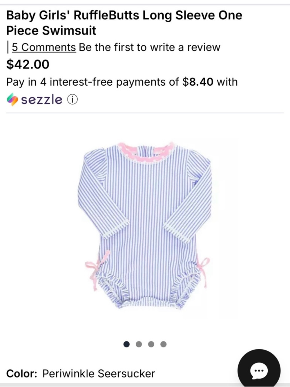 Ruffle Butts Periwinkle and Pink Striped Ruffle-Trim One-Piece